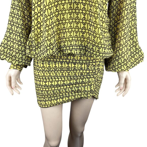 L,Academie The Malle Mini Dress In Gold Chain NWT Size‎ XS Xsmall Yellow & Black - Picture 6 of 11